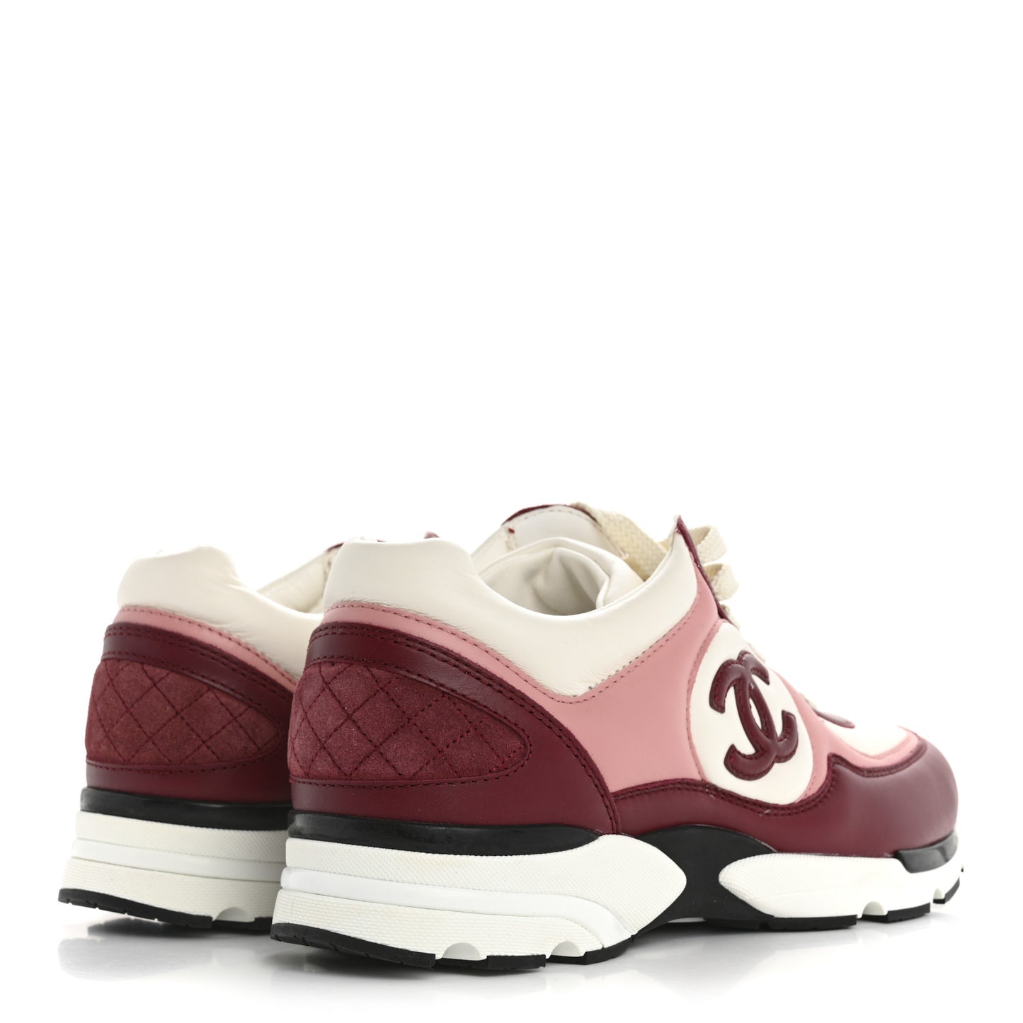 Calfskin CC Sneakers 38.5 Light Burgundy White Pink