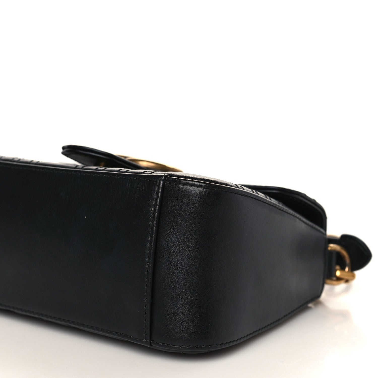 Gucci Calfskin Matelasse Mini GG Marmont Top Handle Shoulder Bag Black 9 of 10