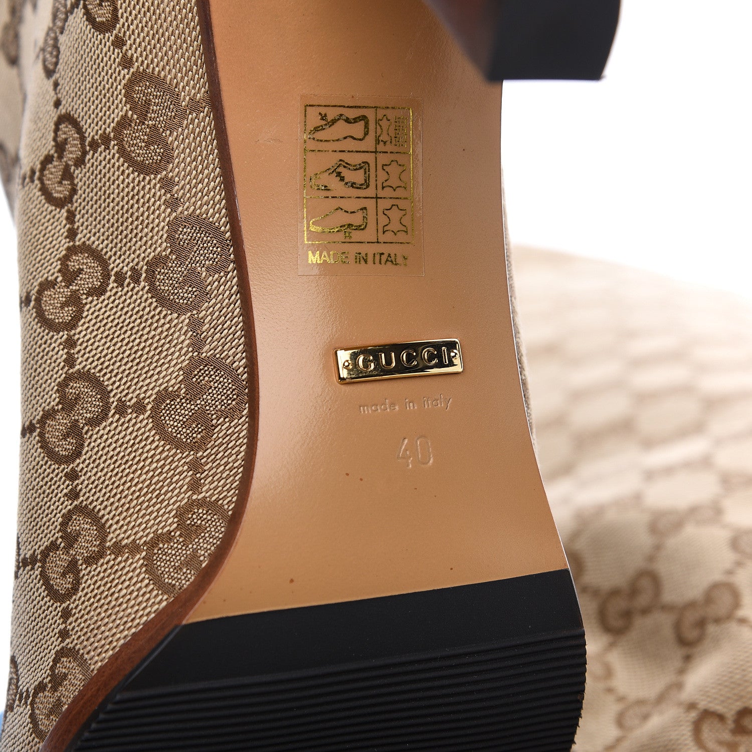Gucci Monogram Lisa Mid Heel Boots 40 Beige Ebony 6 of 8
