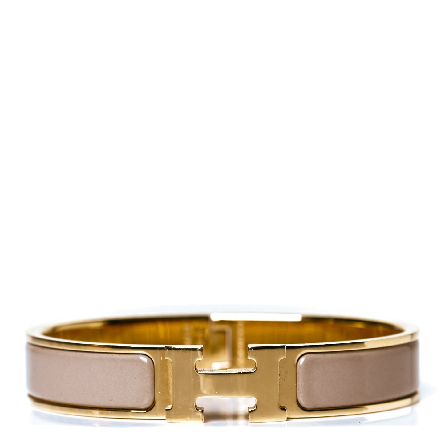 Enamel Narrow Clic Clac H Bracelet GM Marron Glace