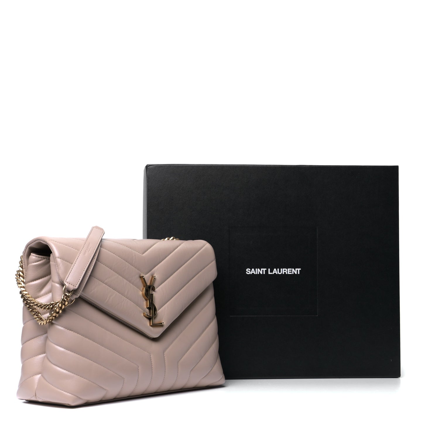 Calfskin Y Quilted Monogram Medium Loulou Chain Satchel Dark Beige