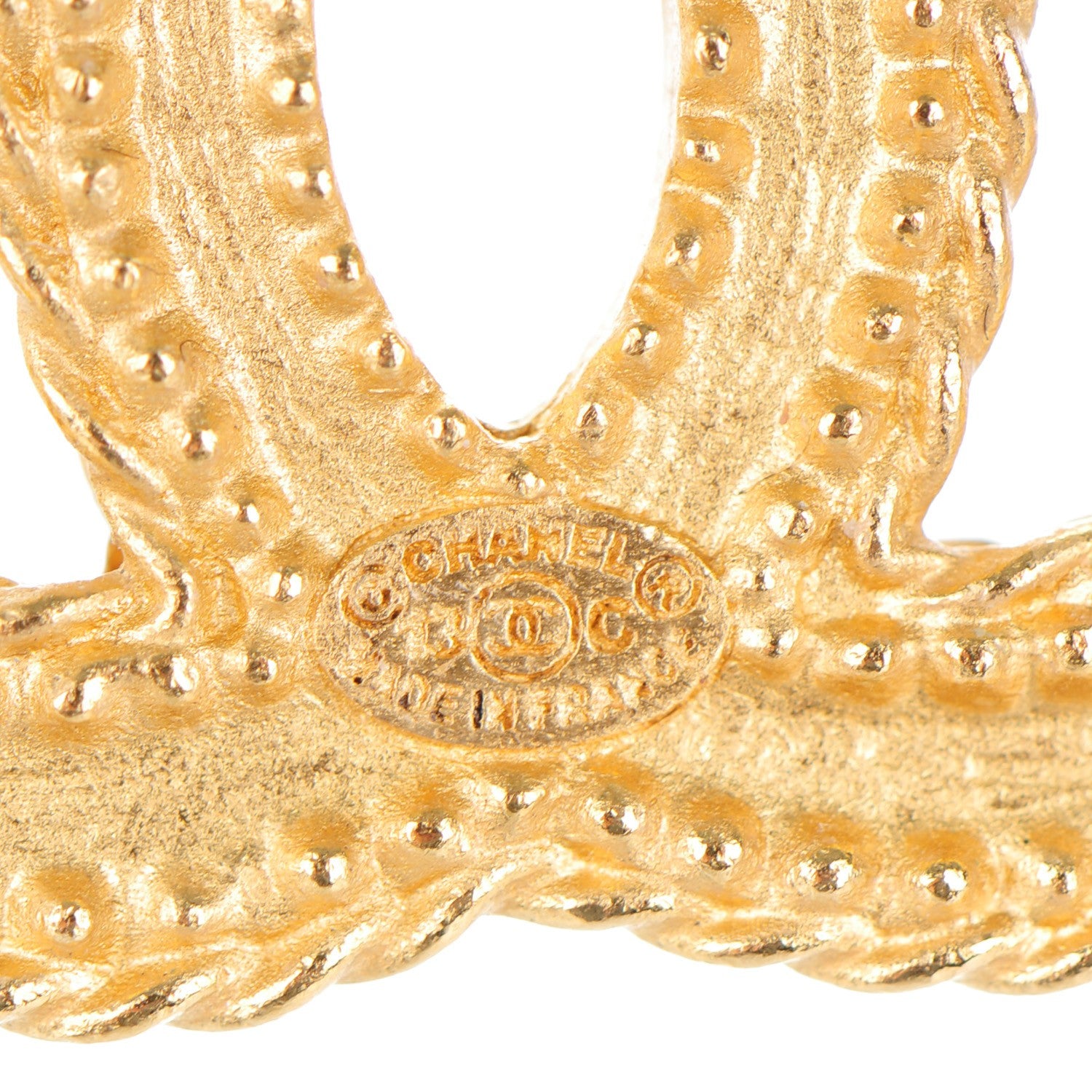 Chanel CC Drop Earrings Matte Gold 4 of 5
