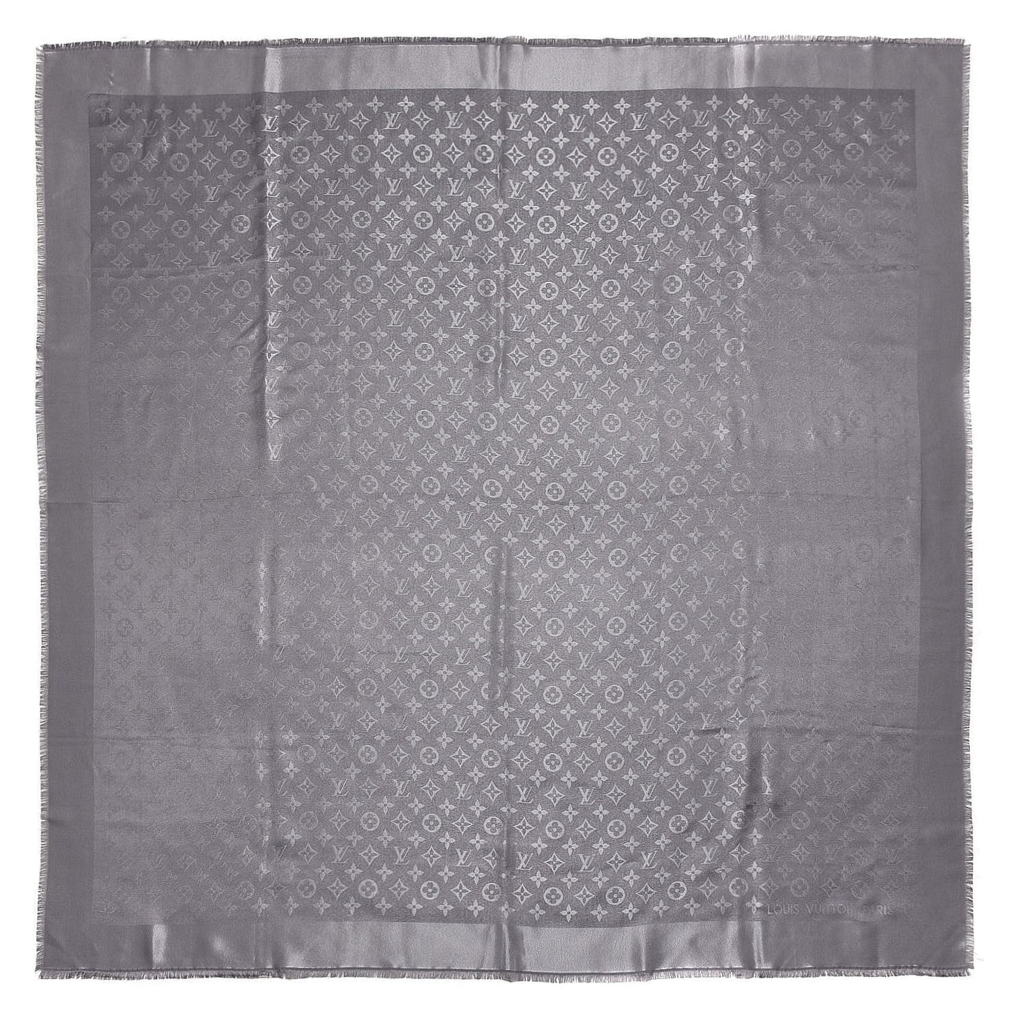 Silk Lurex Wool Monogram Shine Shawl Charcoal Grey