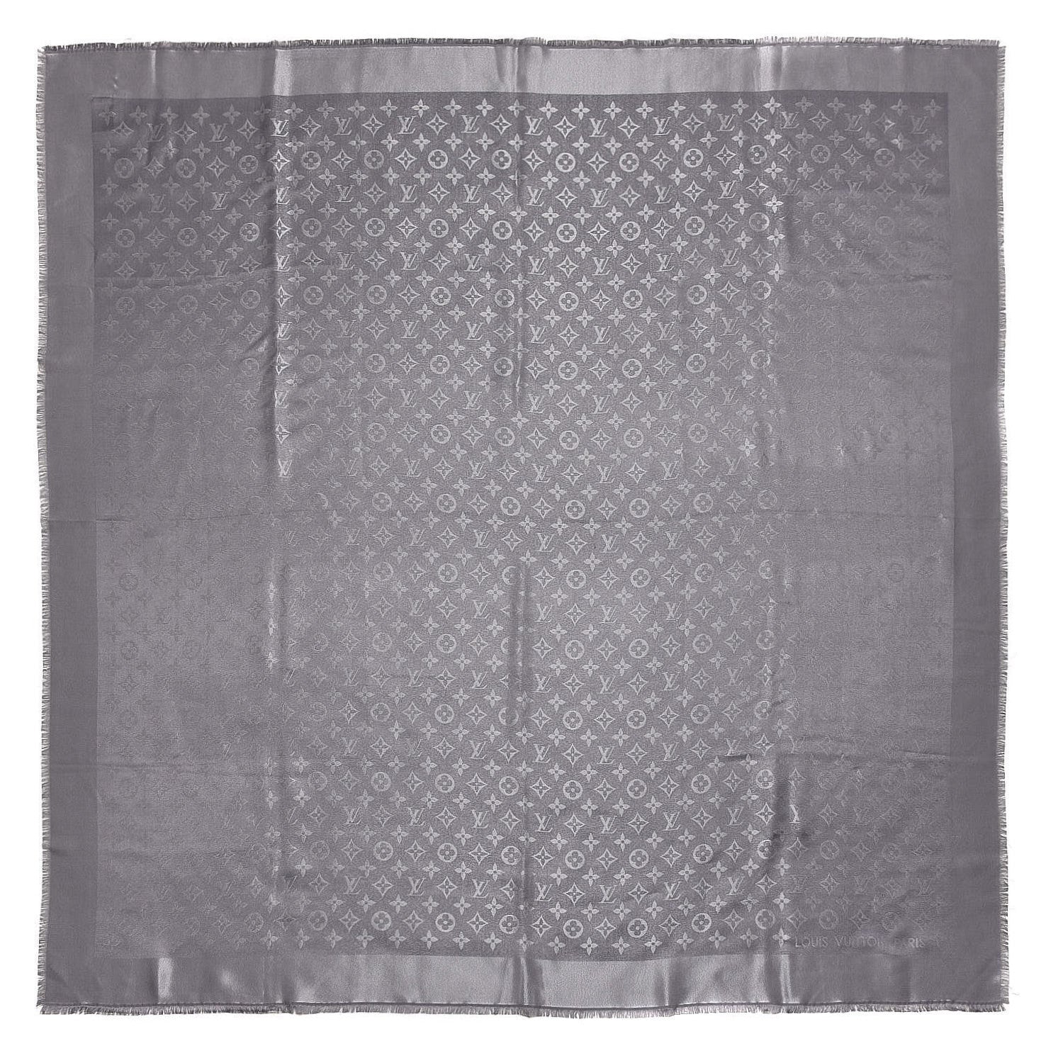 Louis Vuitton Silk Lurex Wool Monogram Shine Shawl Charcoal Grey 1 of 4