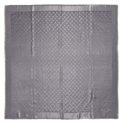 Louis Vuitton Silk Lurex Wool Monogram Shine Shawl Charcoal Grey 1 of 4