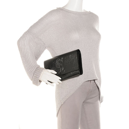 Saint Laurent Textured Patent Monogram Large Belle De Jour Clutch Black 2 of 7