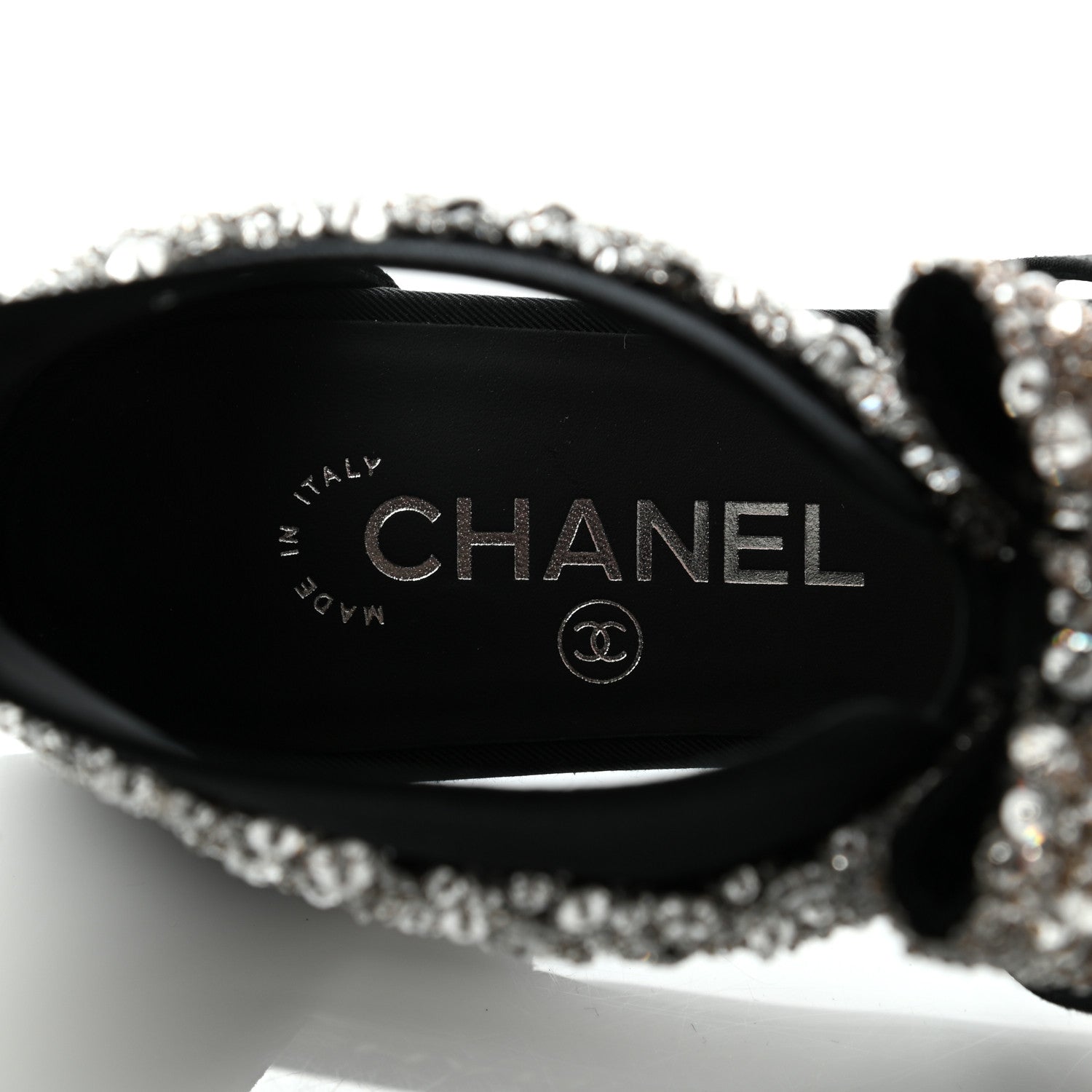 Chanel Grosgrain Sequin Beaded Bow Sandals 37.5 Black 7 of 9