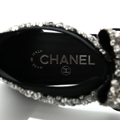 Chanel Grosgrain Sequin Beaded Bow Sandals 37.5 Black 7 of 9