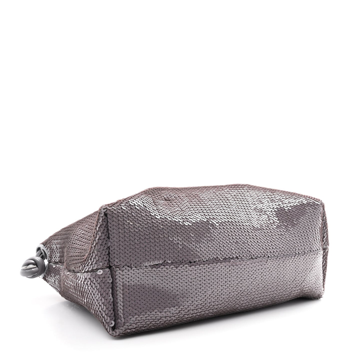 Sequin Medium Donut Chain Flamenco Knot Clutch Grey