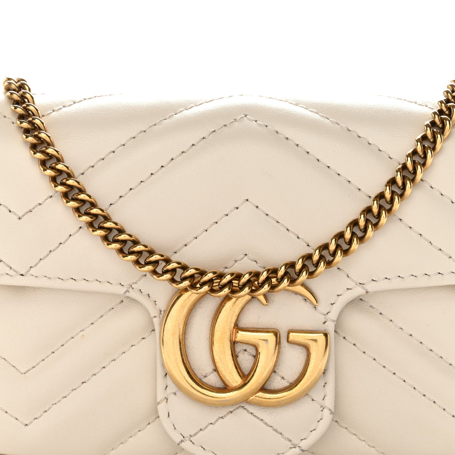 Gucci Calfskin Matelasse Super Mini GG Marmont Shoulder Bag White 8 of 11