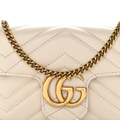 Gucci Calfskin Matelasse Super Mini GG Marmont Shoulder Bag White 8 of 11