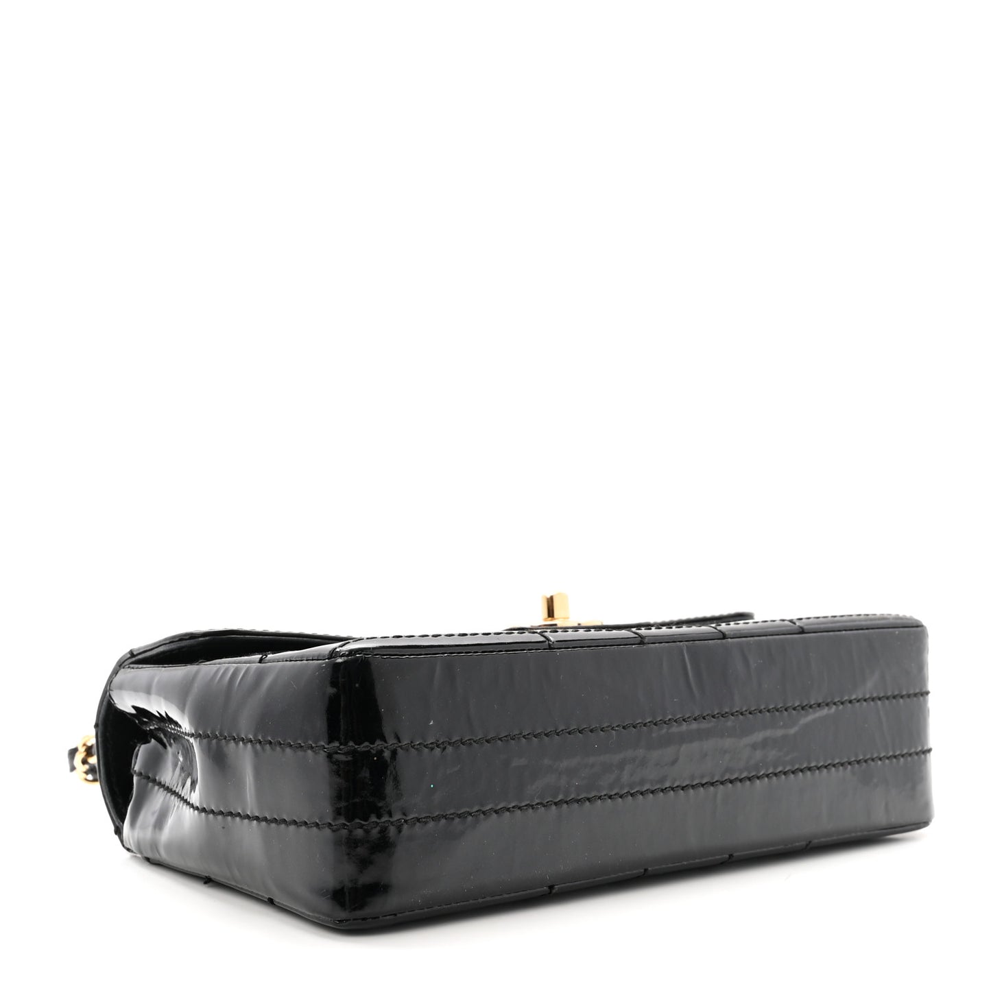 Patent Medium Chocolate Bar Flap Black