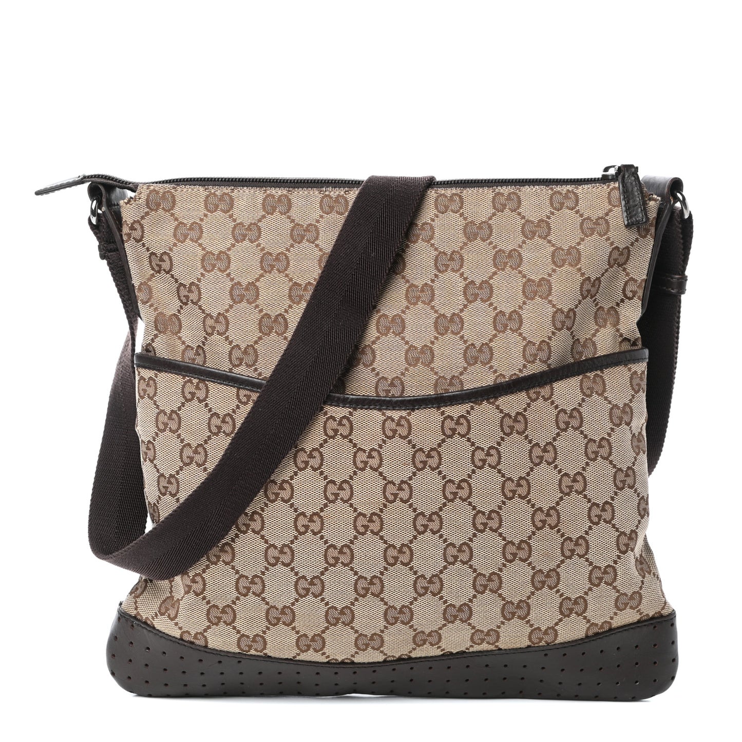 Monogram Perforated Medium Messenger Dark Brown