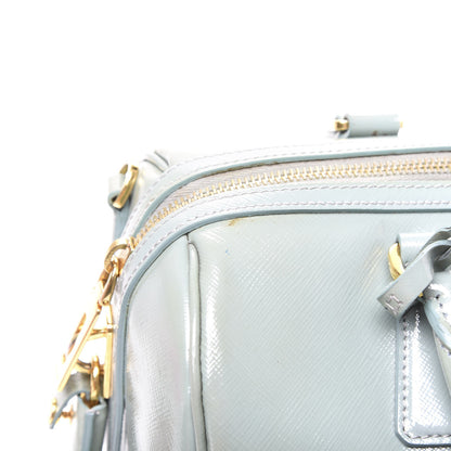 Prada Saffiano Vernice Bowler Acquamarina 11 of 13