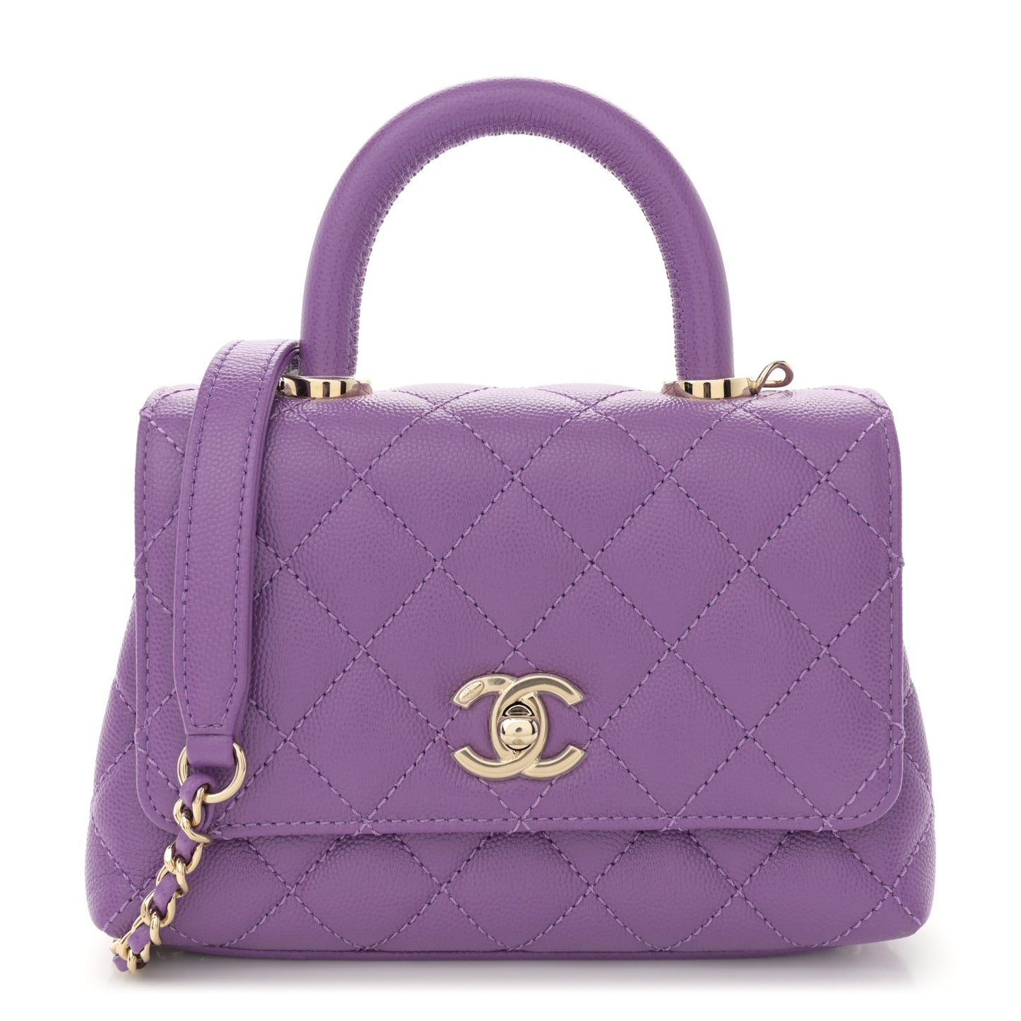 Caviar Quilted Extra Mini Coco Handle Flap Purple