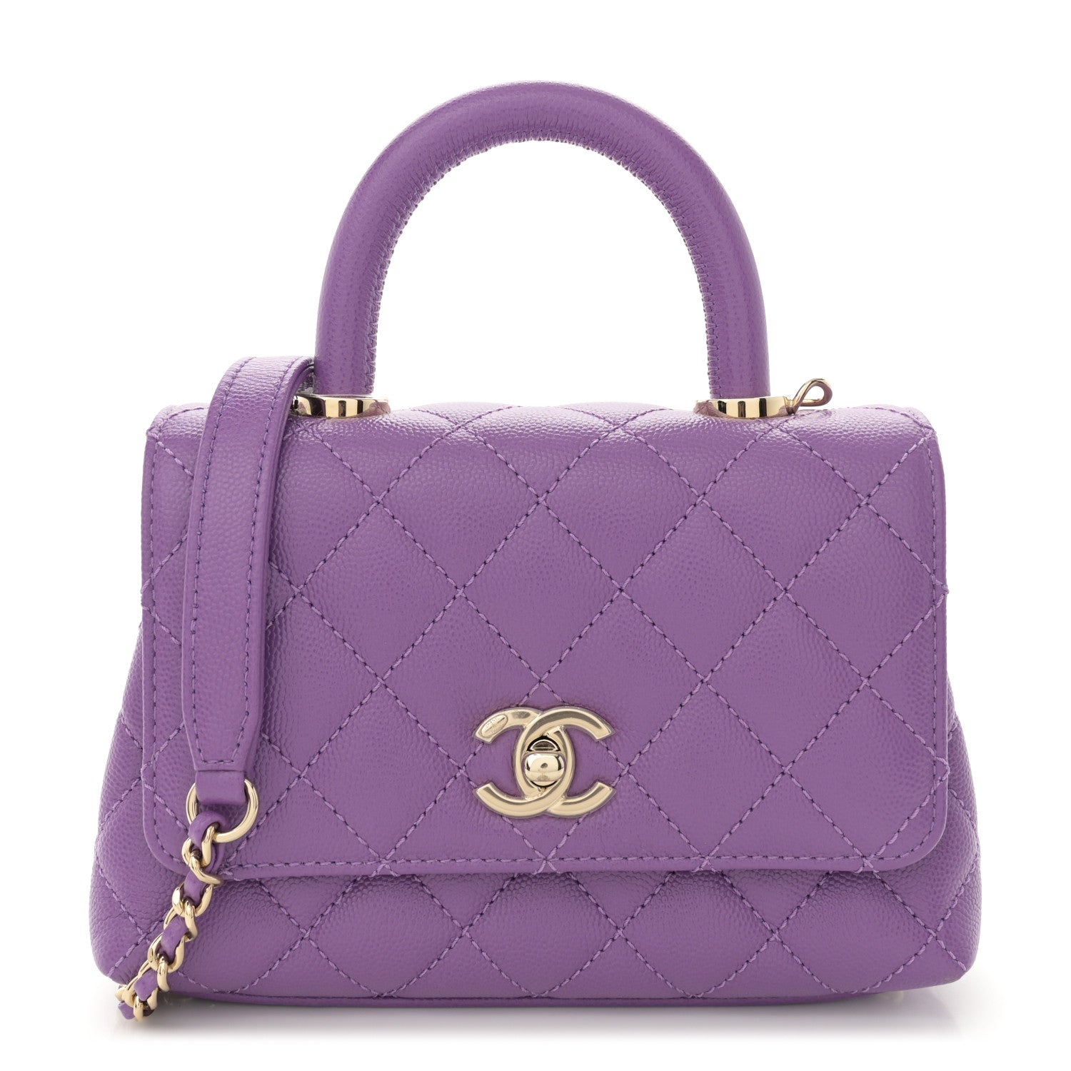 Chanel Caviar Quilted Extra Mini Coco Handle Flap Purple 1 of 10