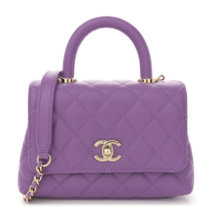 Chanel Caviar Quilted Extra Mini Coco Handle Flap Purple 1 of 10