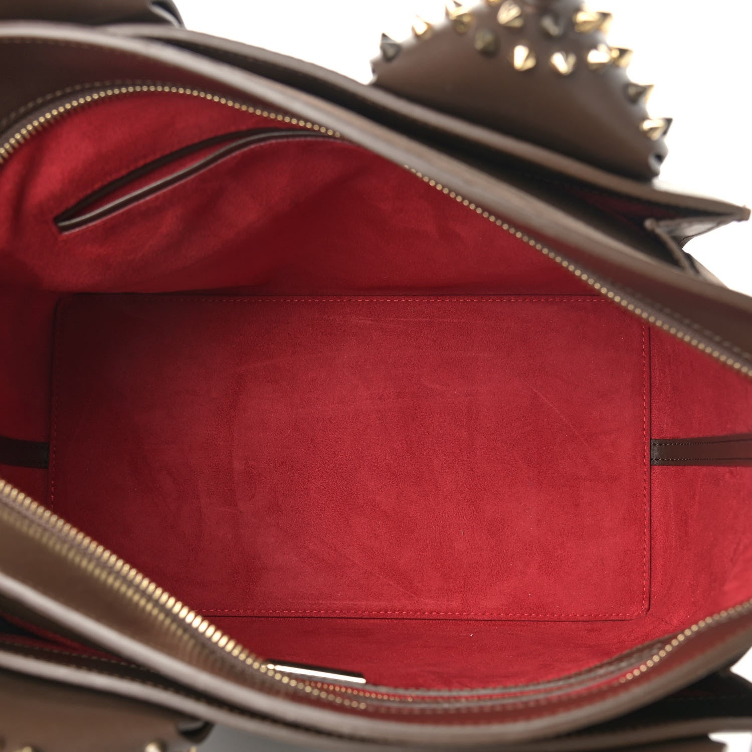 Christian Louboutin Suede Grained Calfskin Studded Large Eloise Satchel Brown 5 of 18