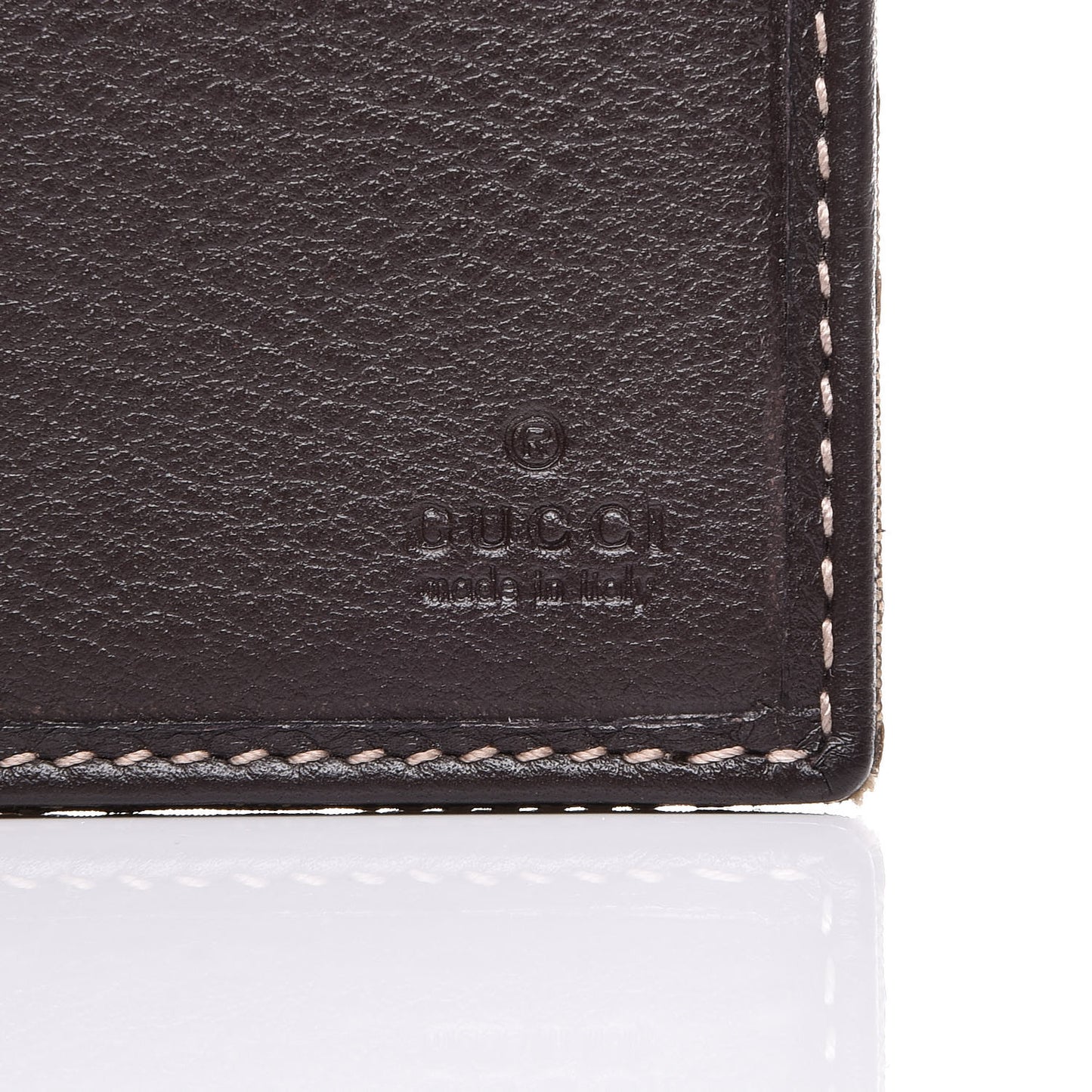 Monogram Metal Bar Bi-Fold Wallet Brown