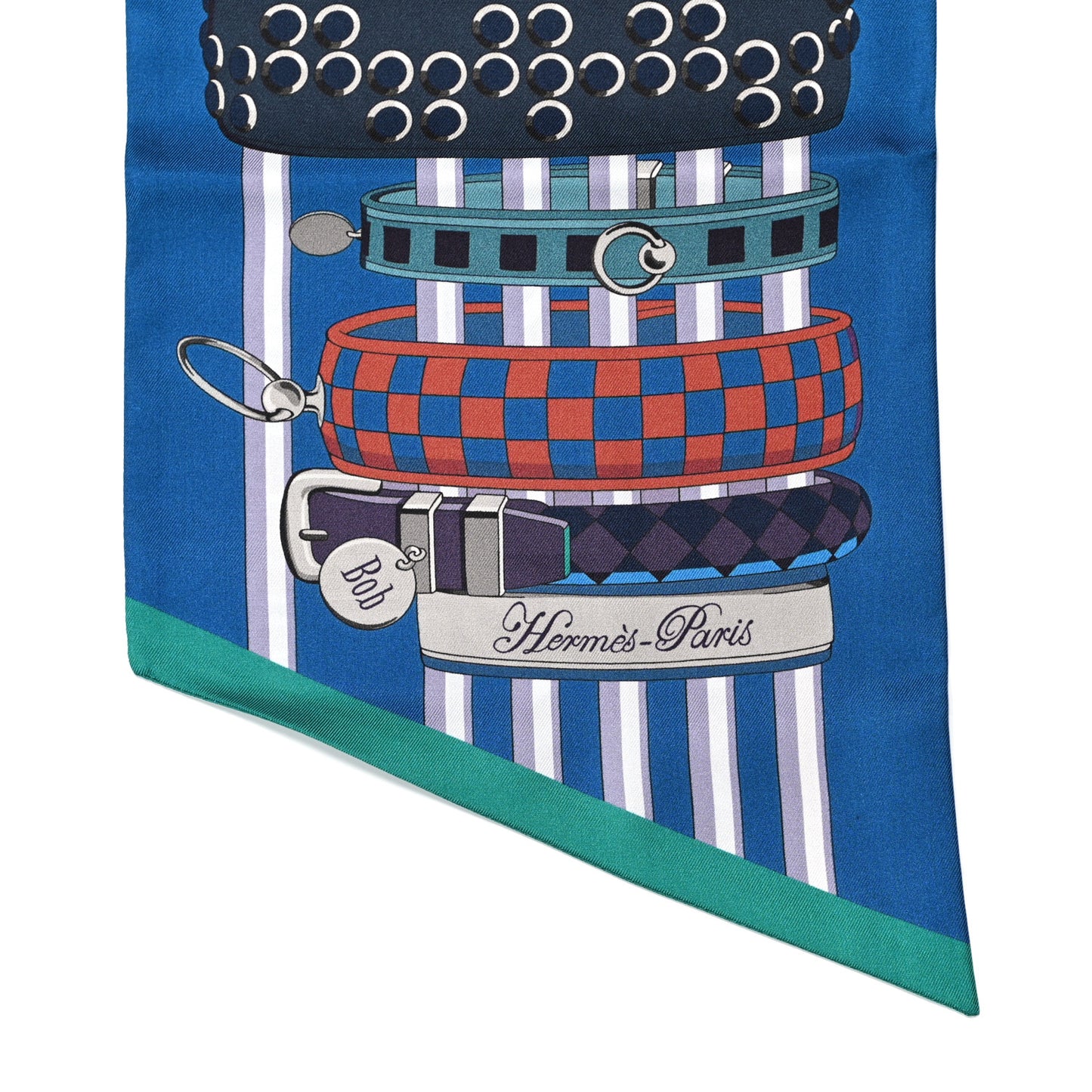 Silk Colliers De Chiens Maxi Twilly Cobalt Vert Prune
