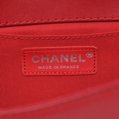 Chanel Lambskin Quilted Medium Boy Flap Black Red 7 of 12