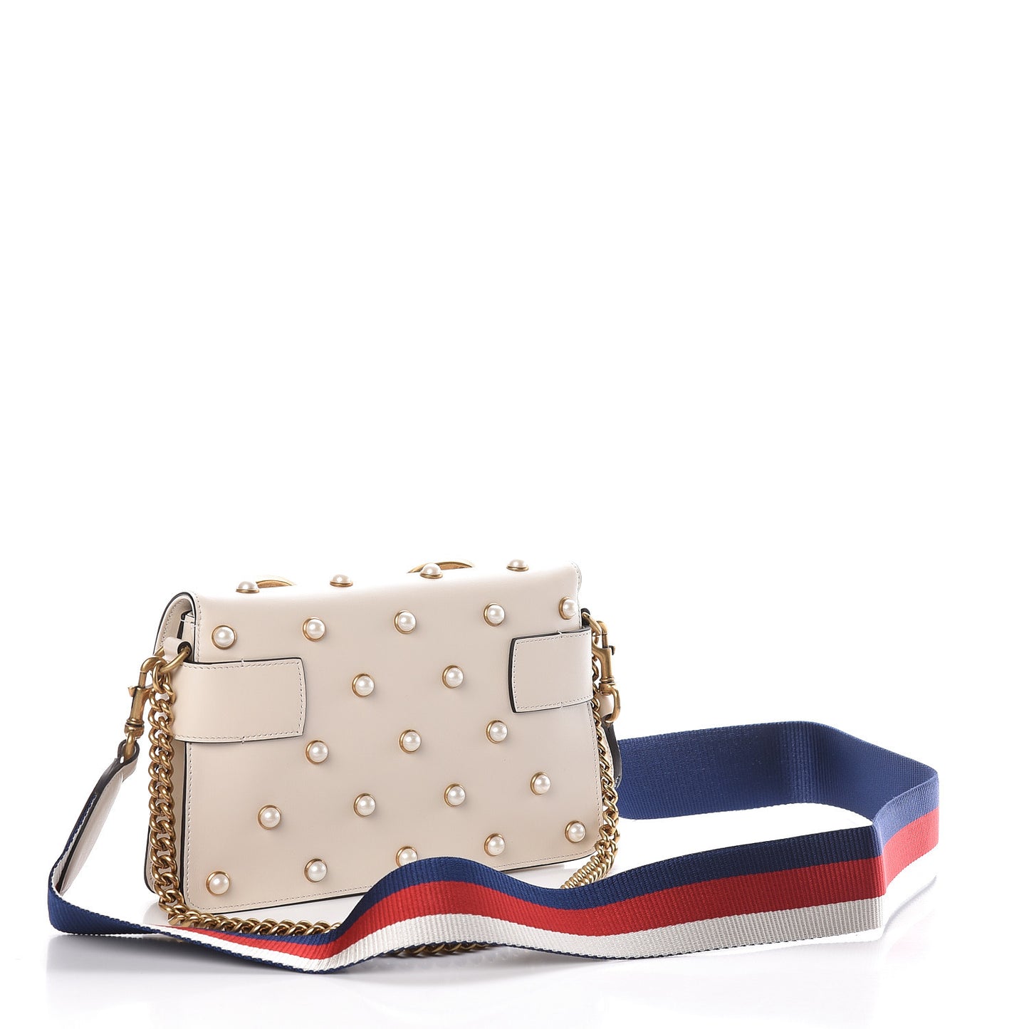 Nappa Pearl Studded Mini Queen Margaret Broadway Shoulder Bag Mystic White