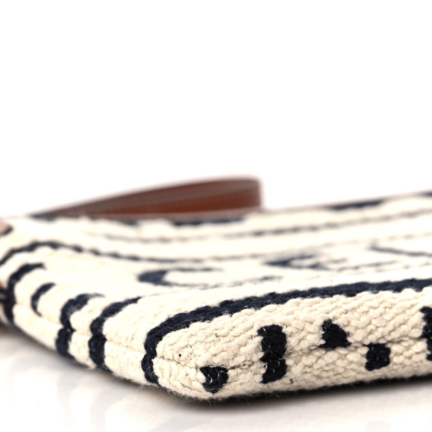 Celine All Over Textile Calfskin Striped Small Pouch White Black 8 of 9