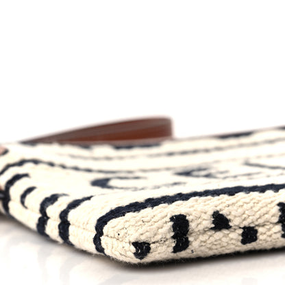 Celine All Over Textile Calfskin Striped Small Pouch White Black 8 of 9