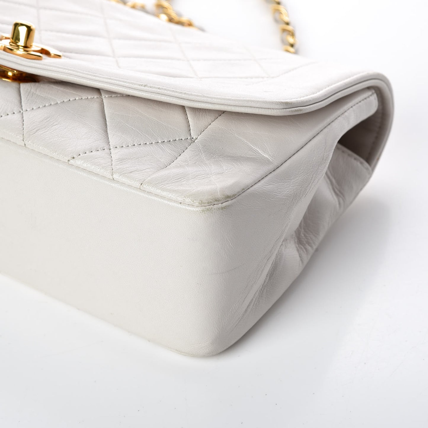 Lambskin Quilted Small Single Flap White