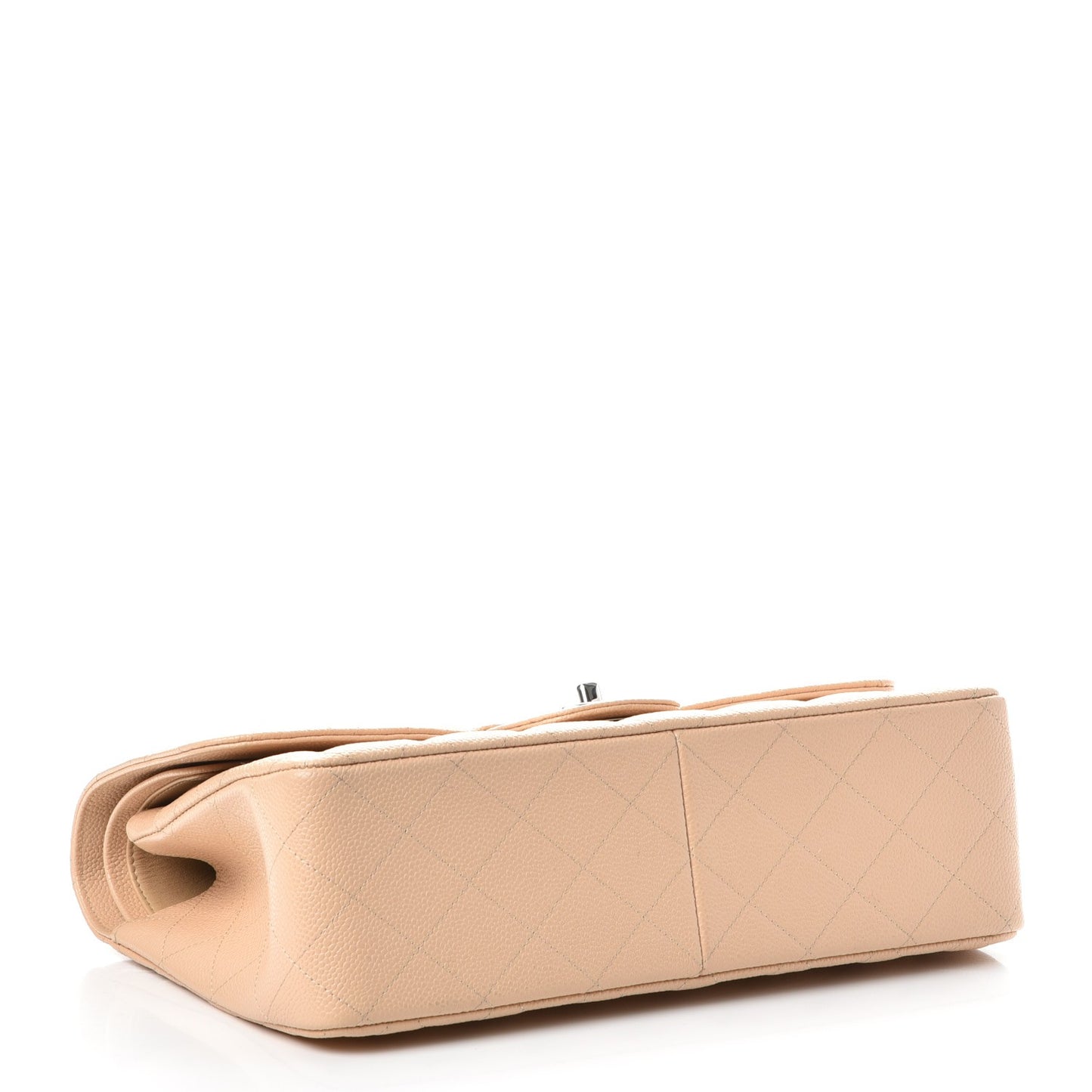 Caviar Quilted Jumbo Double Flap Beige Clair