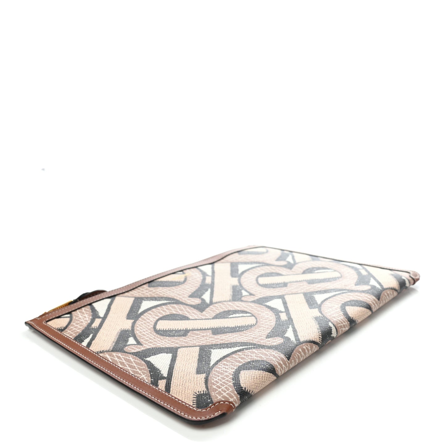 E-Canvas Monogram Zip Pouch Bridle Brown
