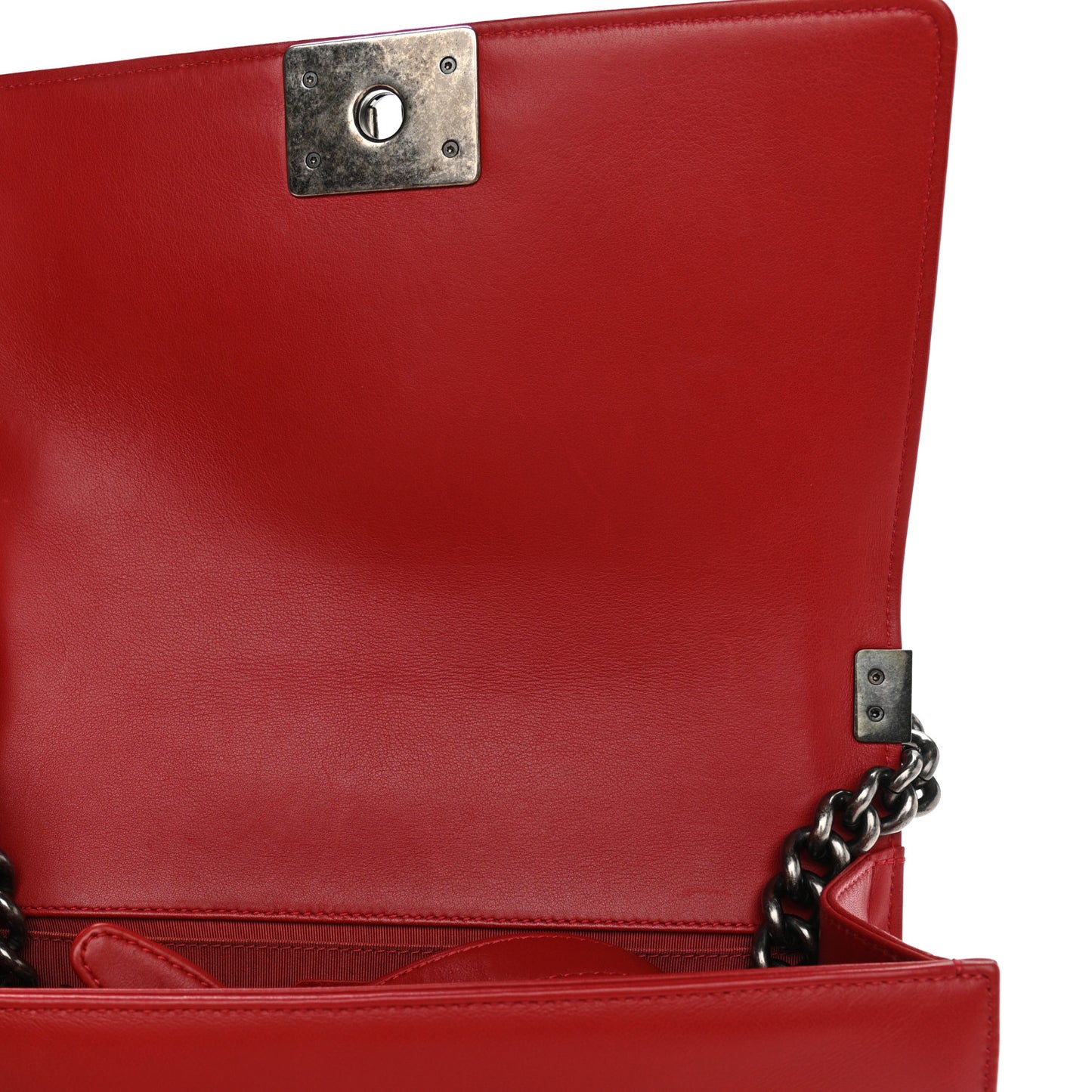 Calfskin Quilted Medium Boy Flap Red