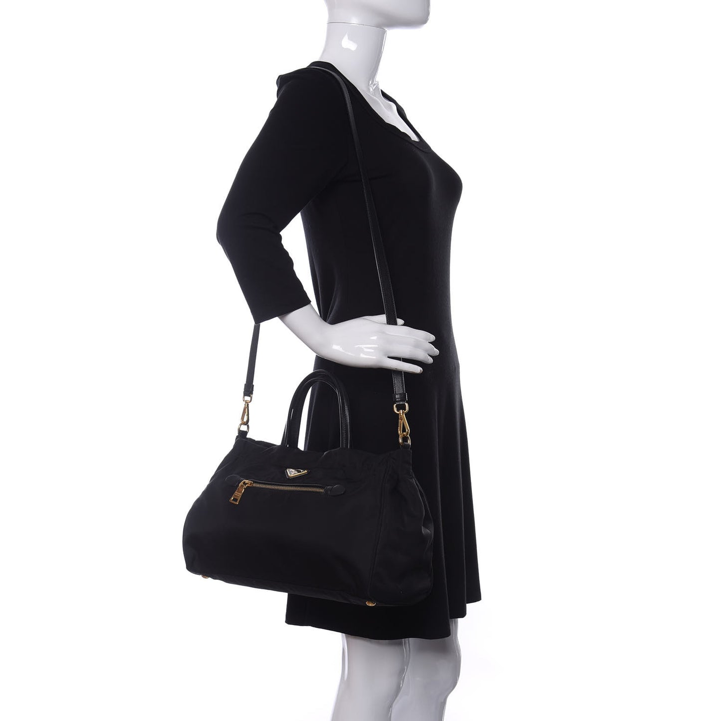 Tessuto Nylon Saffiano Tote Black