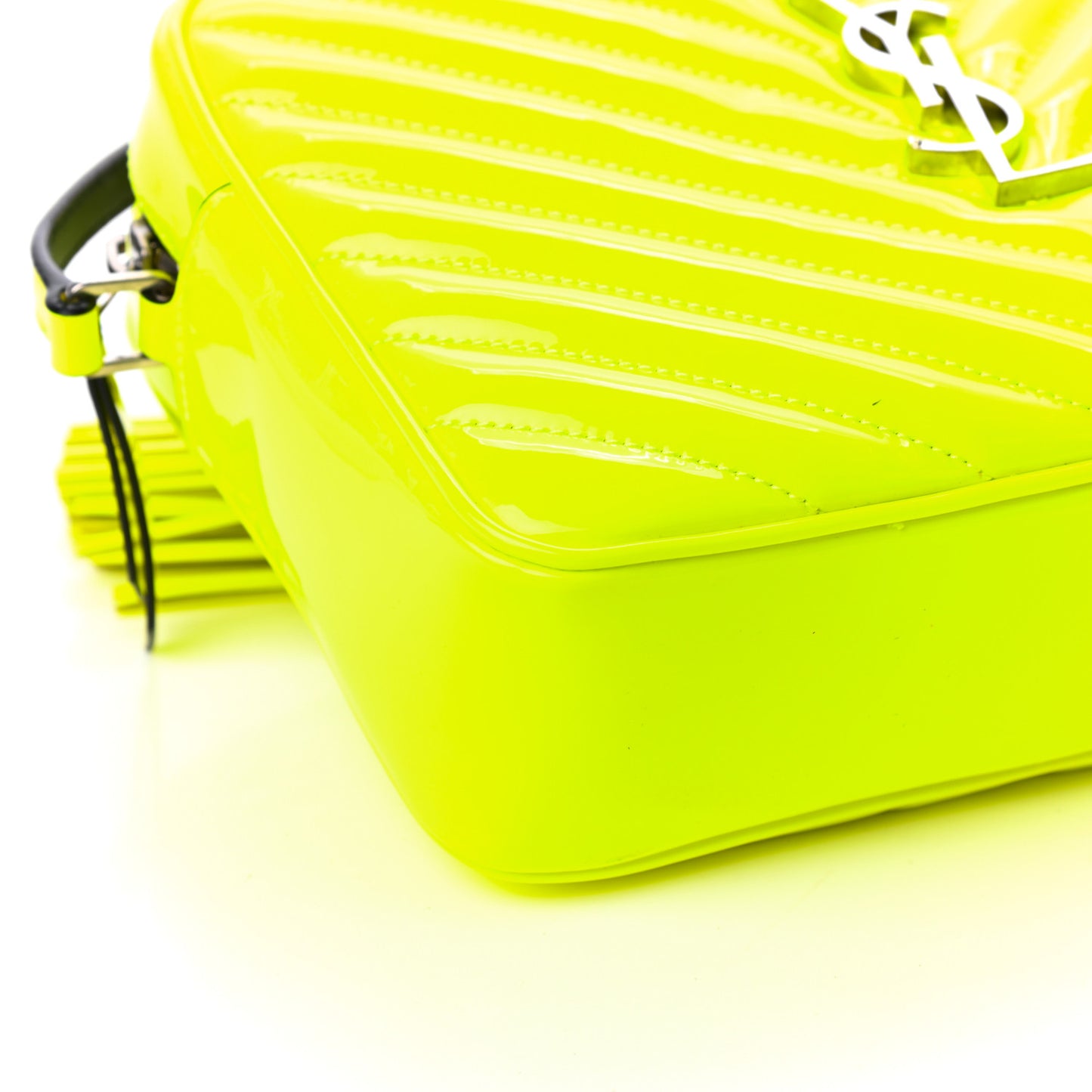 Patent Calfskin Matelasse Monogram Lou Camera Bag Neon Yellow
