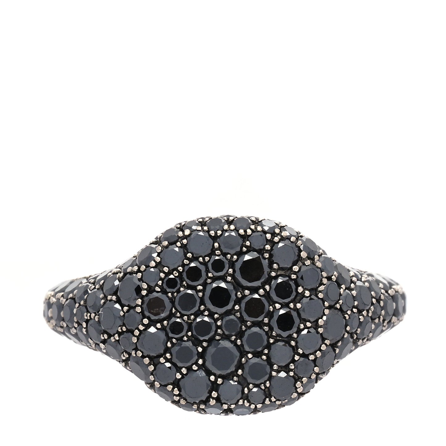 18K White Gold Black Diamond Pave Pinky Ring 45 3.5