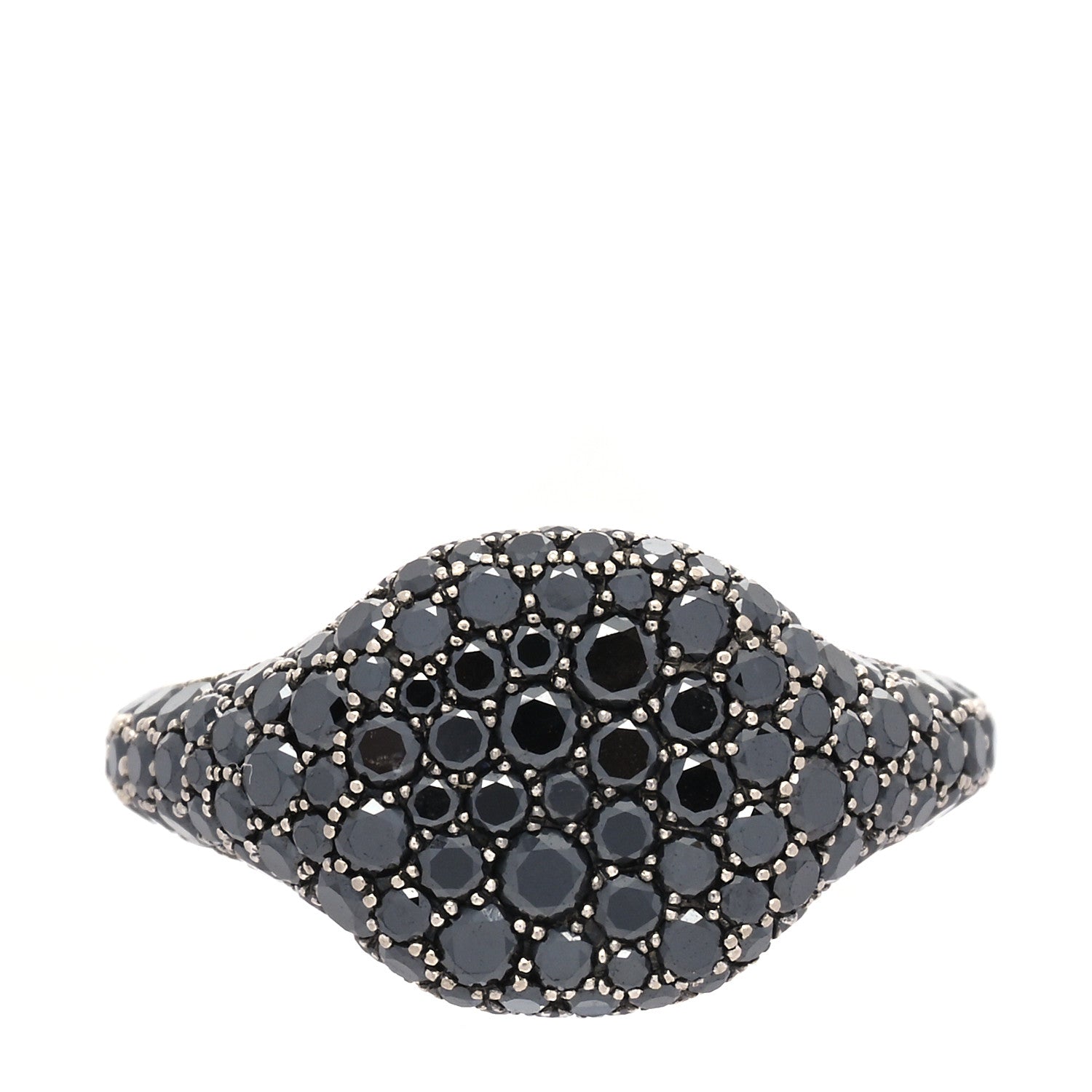 David Yurman 18K White Gold Black Diamond Pave Pinky Ring 45 3.5 1 of 5