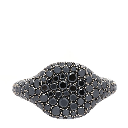 David Yurman 18K White Gold Black Diamond Pave Pinky Ring 45 3.5 1 of 5
