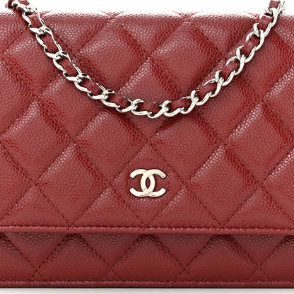 Chanel Caviar Quilted Wallet on Chain WOC Burgundy 9 of 12