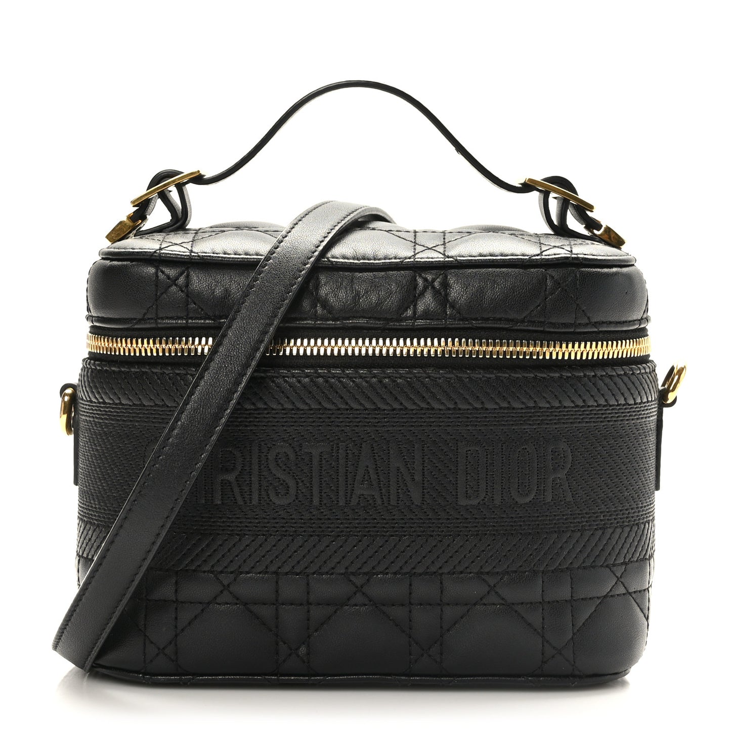 Lambskin Cannage Small Diortravel Vanity Case Black