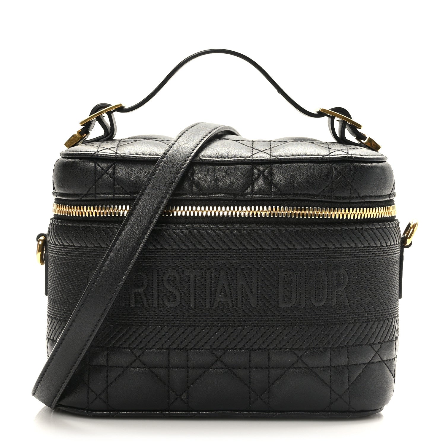 Christian Dior Lambskin Cannage Small Diortravel Vanity Case Black 1 of 8