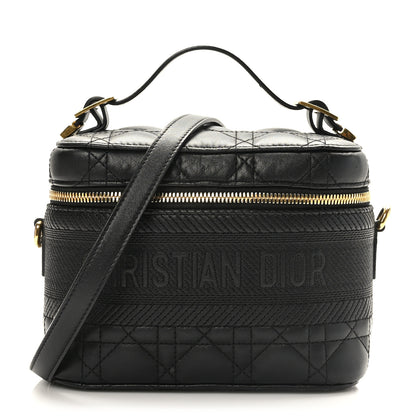 Christian Dior Lambskin Cannage Small Diortravel Vanity Case Black 1 of 8