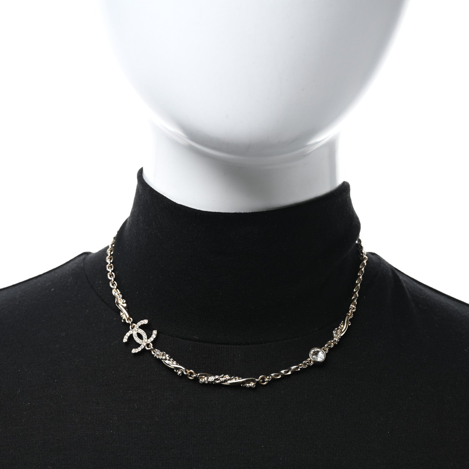 Chanel Crystal CC Twist Short Necklace Gold 3 of 5