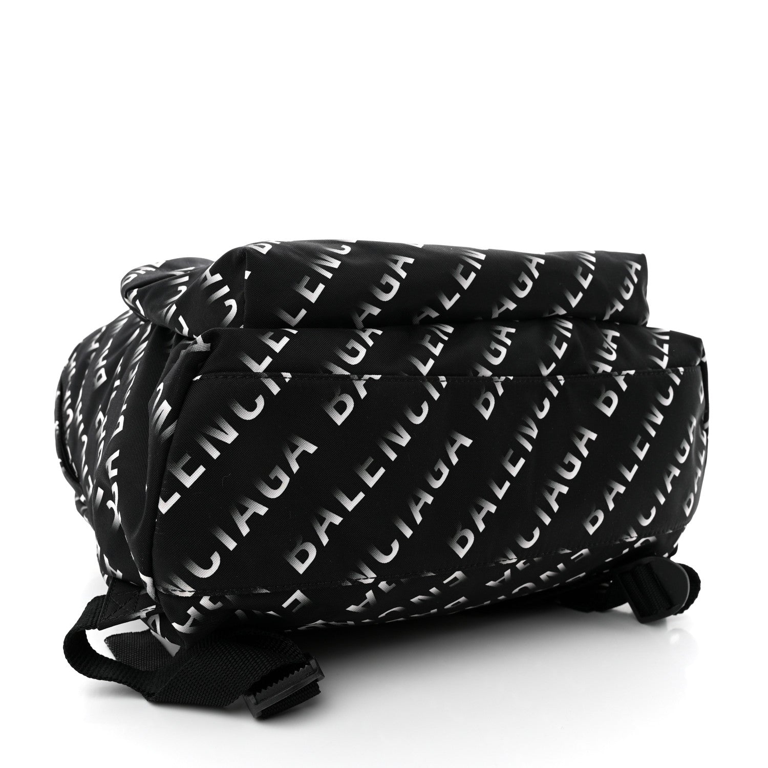 Balenciaga Recycled Sport Nylon Allover Gradient Logo Wheel Backpack Black White 4 of 9