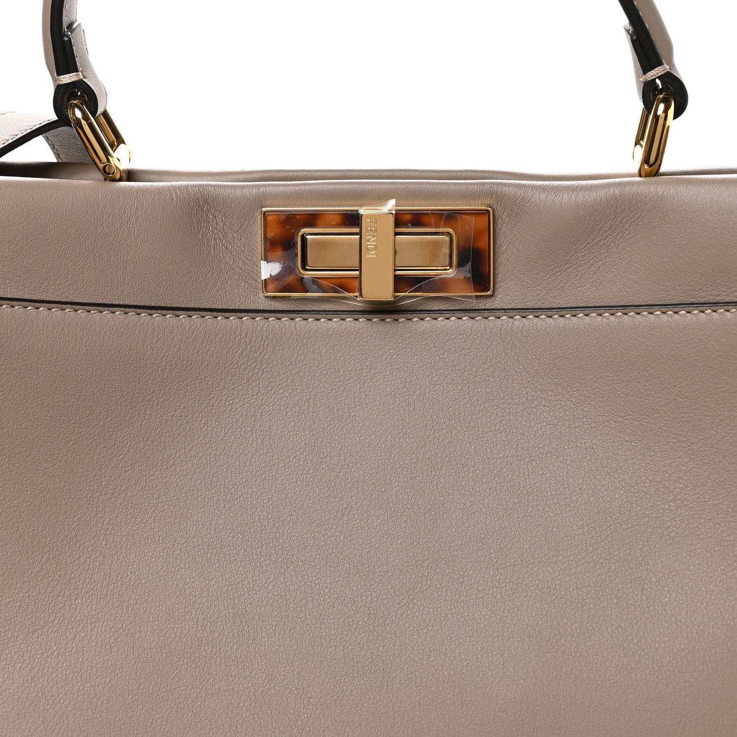 Fendi Vitello Seta Plexiglass Tortoise Medium Peekaboo Iconic Satchel Tortora 8 of 11