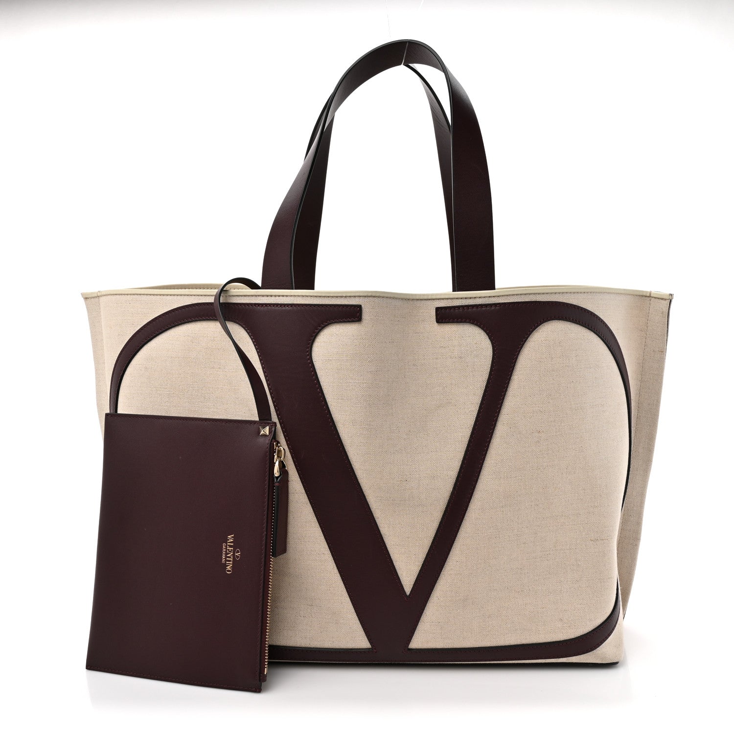 Valentino Garavani Canvas Large Escape Tote Natural Brown 3 of 13