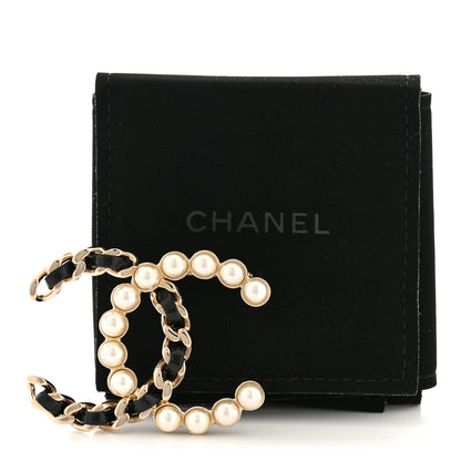 Chanel Lambskin Pearl CC Chain Brooch Black Gold 4 of 4