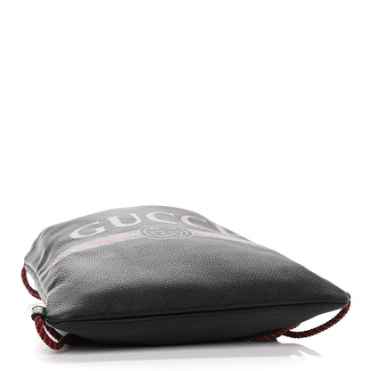 Gucci Calfskin Logo Drawstring Backpack Black 5 of 11