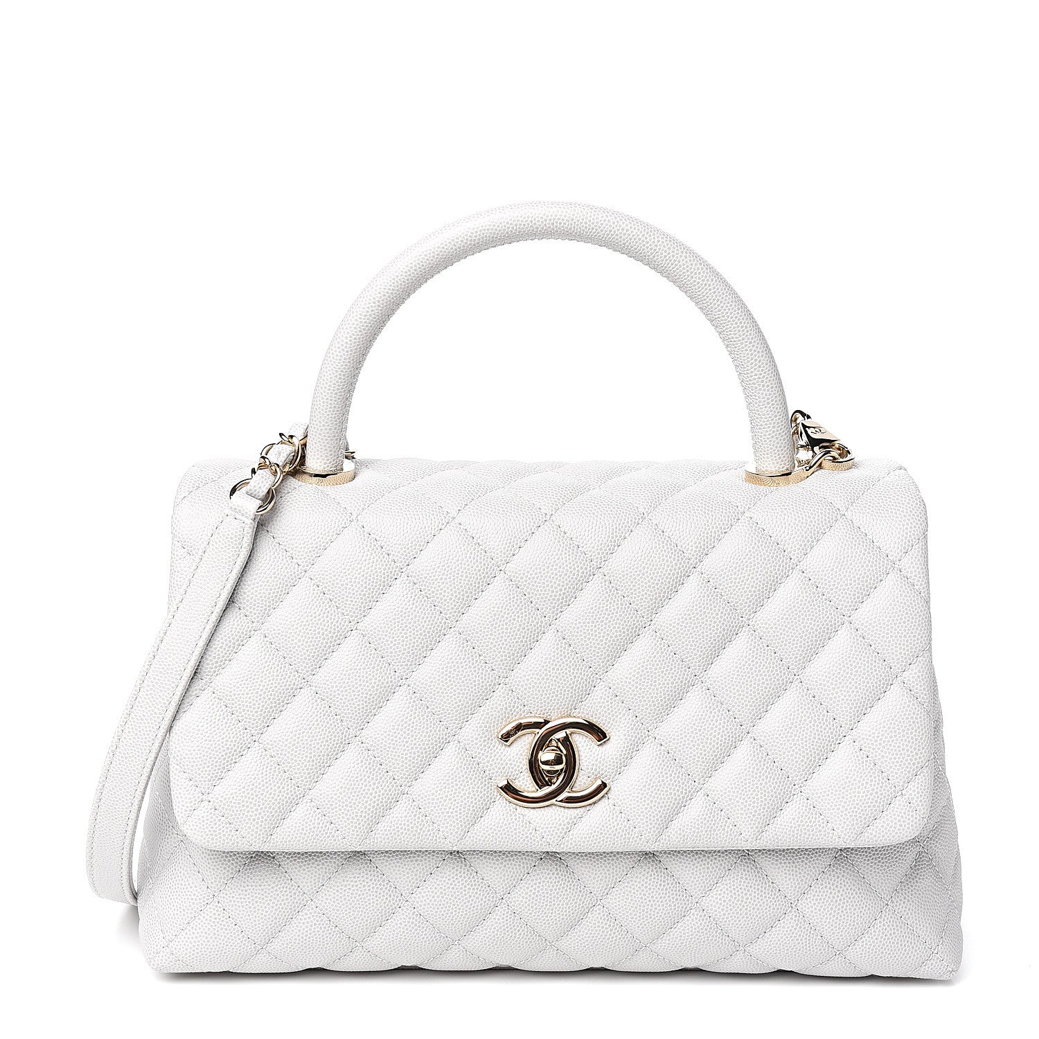 Chanel Caviar Quilted Small Coco Handle Flap Light Grey 1 of 9