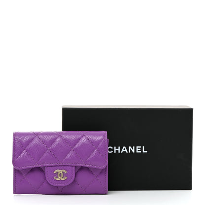 Chanel Caviar Quilted Flap Card Holder Wallet Purple 9 of 9