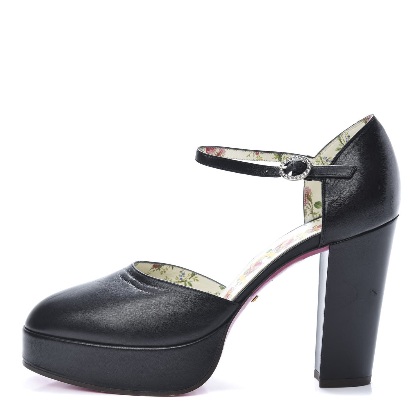 Calfskin Embellished Agon Ankle Strap Platform Pumps 39 Black